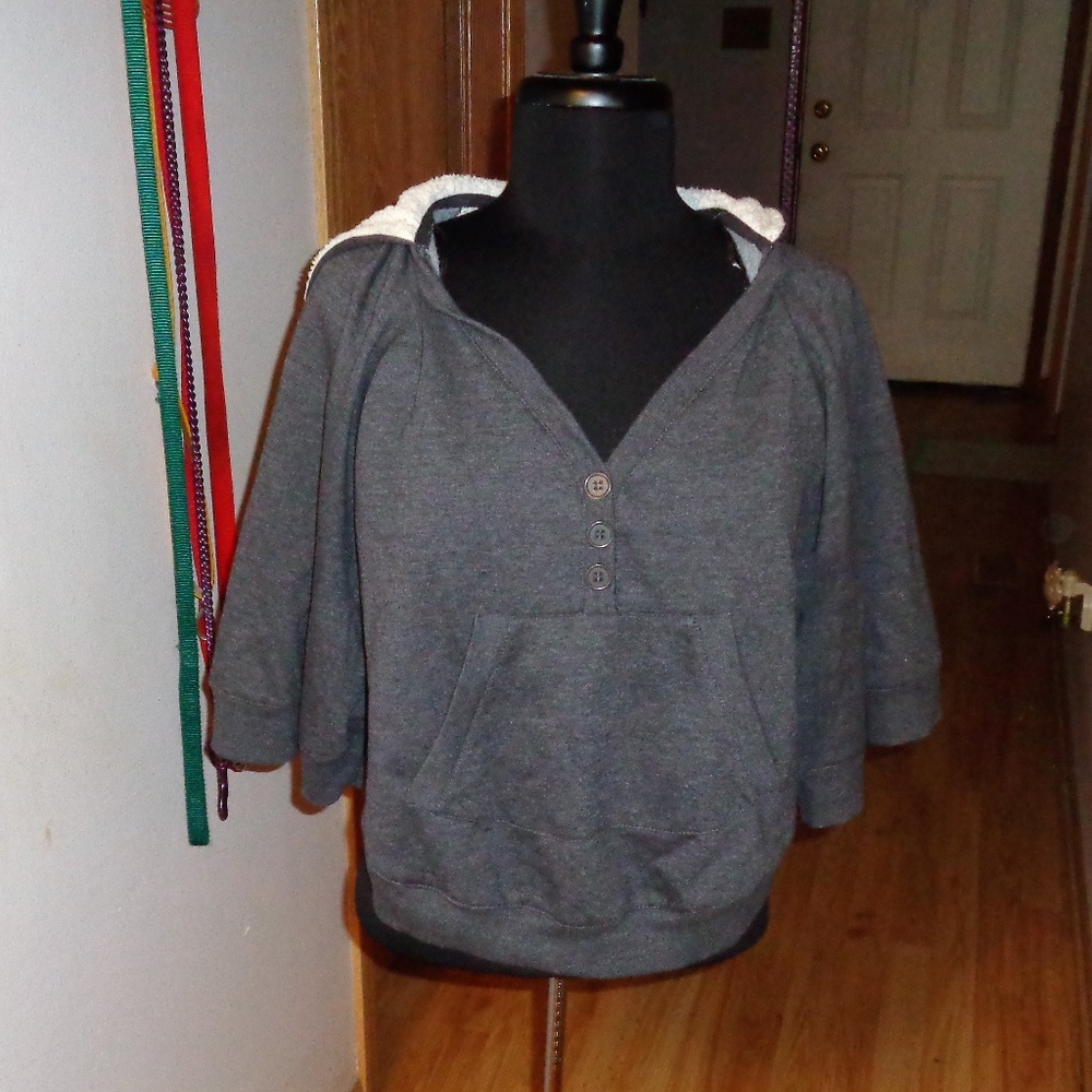 Self Esteem Gray Hoodie Poncho Sz XL
